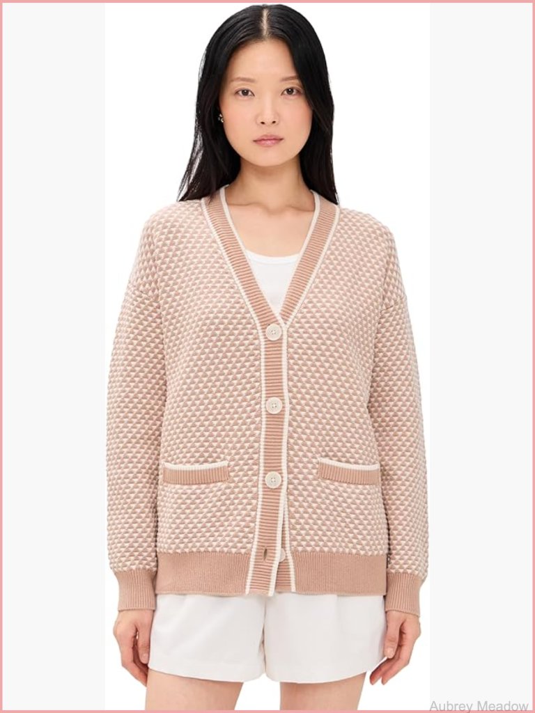 Mid-Weight Knit Cardigan With Pockets - Stitch Texture
